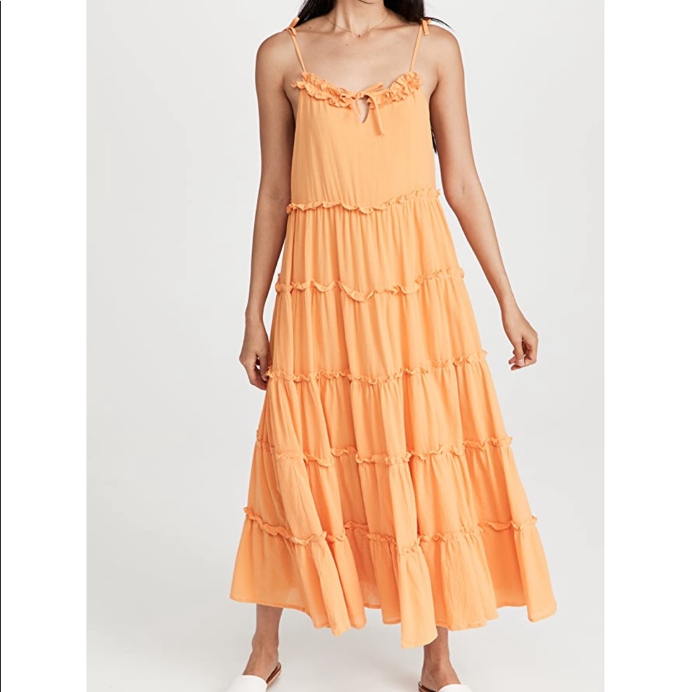 Sz 10 Charlie Holiday Orange Senorita midi dress w tie straps